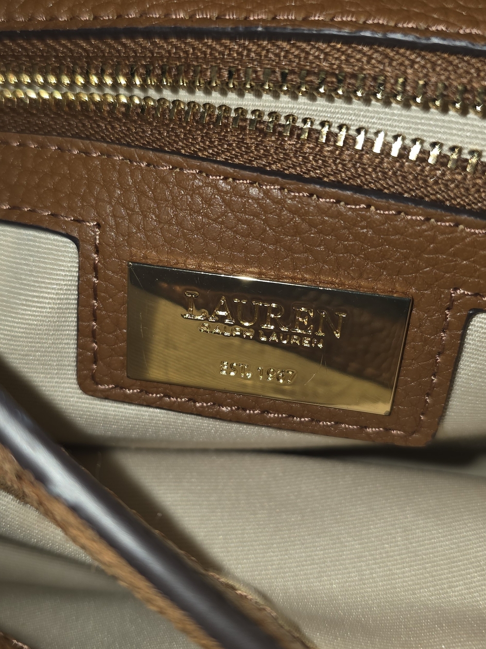 Ralph Lauren Cognac Suede Chain-Accent Shoulder Bag - Picture 5 of 8